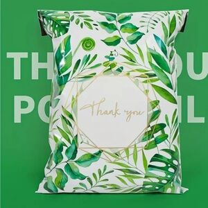 5/$25 🎀 Green Leafy Thank You Poly Mailers | 10x13 | Set of 20